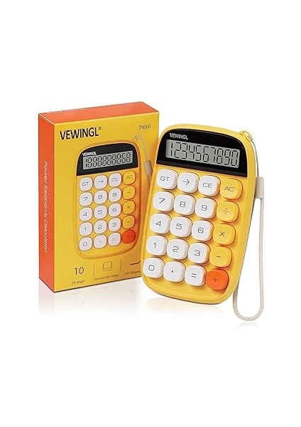 Vewingl Hesap Makinesi, Sarı Hesap Makinesi Sevimli 10 Haneli Büyük LCD Ekran ve Düğmeler, Günlük Y