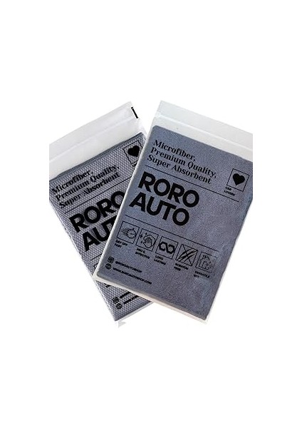 Roro Auto Mikrofiber Araç Kurulama Havlusu (50X70) & Cam Bezi (50X70) Araç Yıkama Seti