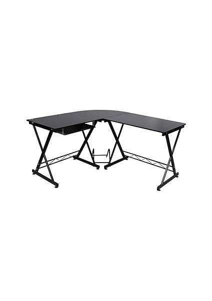 Songmics LCD402B Ev, Ofis Için Bilgisayar Masası, 150 x 138 x 75 Cm, Siyah