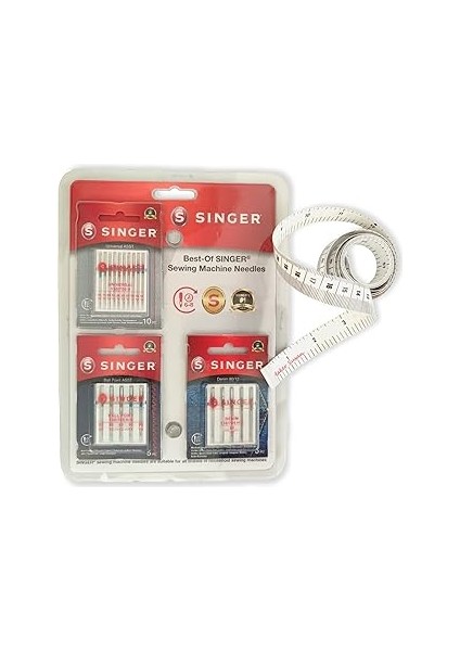 Maker Susan Singer Best Of Dikiş Makinesi Iğne Seti, Evrensel, Bilyalı ve Denim Iğneler Ölçü Bantlı