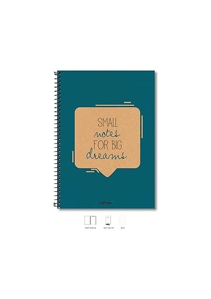 Lé Color 2015075/3 Eco Kraft Sert Kapaklı, Spiralli, Sarı Kağıtlı, 200 Sayfa, Mavi