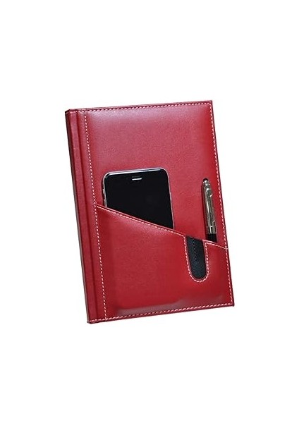 2k 5467 Ajanda/defter Tarihsiz 17X24 Çizgili 160 Yaprak Ivory Kağıt Telefon Kılıflı, Kırmızı