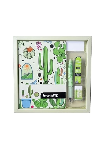 Defter Seti - Desenli̇ Yeşi̇li̇ Kutuda