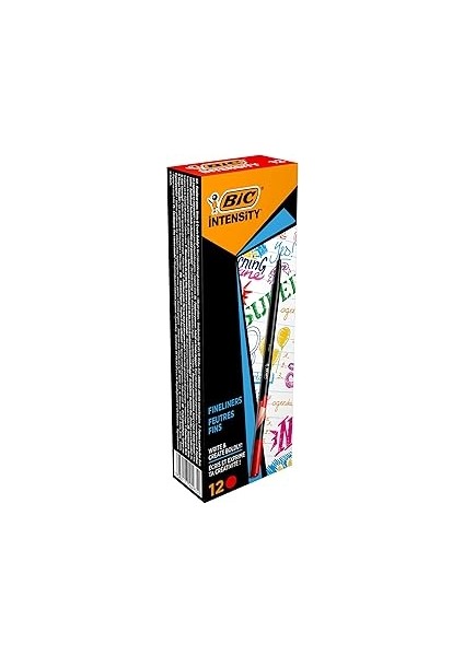 Intensity Fine Liner Ince Uçlu Kırmızı Keçeli Kalem 12'li Kutu, 0.4 mm Ince Kalınlıkta Uç, Su B