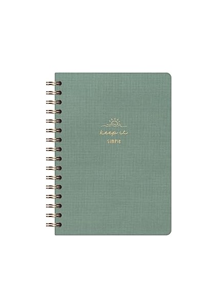 Paperora A5 Spiralli Sert Kapak Keten Kareli Tarihsiz Not Defteri Yeşil