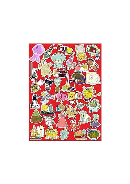 Ms Major Selection Sünger Bob Şort Seri 1 Sticker Telefon Laptop Notebook Tablet Defter Matara
