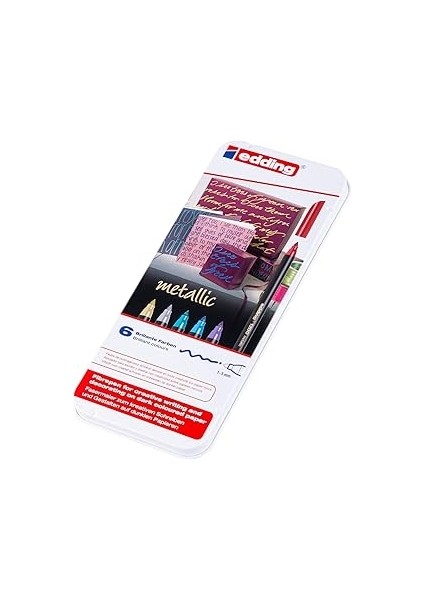 Edding 1200 Metalik Renkli Kalem - Çok Renkli - 6 Kalem - Yuvarlak Uç 1-3 mm - Yazma, Çizim ve Eski