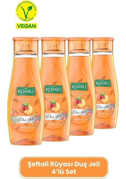Şeftali Rüyası Vegan Duş Jeli 4'lü Set - Şeftali ve Yaz Meyveleri Kokulu - 4 x 500 ml