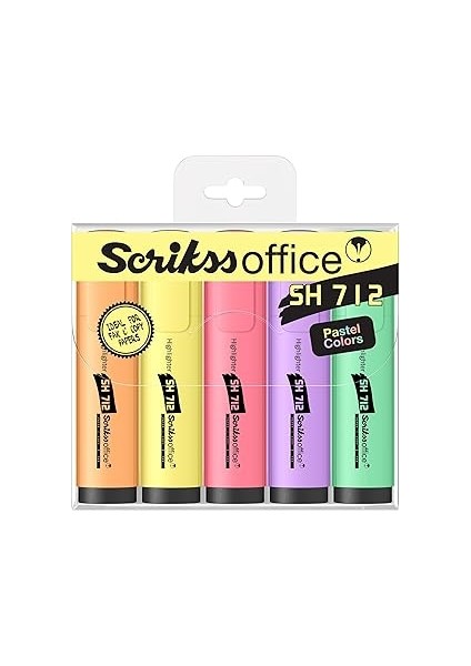 Scrikss Office SH712 Pastel Fosforlu 5'li Blister