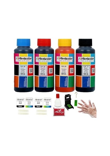 Perfection Uyumlu 2 Kartuşlu Yazıcılar Için Dolum Seti 4X100 Gr. Aparatlı+Solüsyonlu