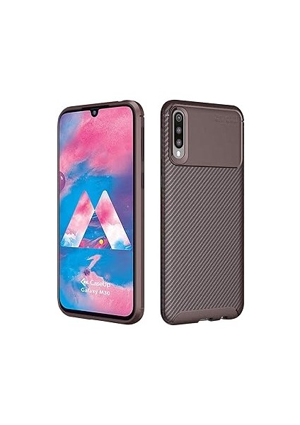 Caseup Galaxy M30 Uyumlu Kılıf, Caseup Fiber Design Kahverengi