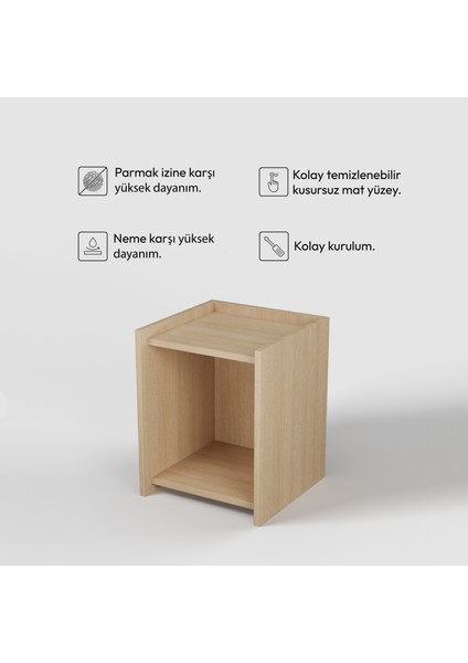 Elbin Komodin | 40 cm - 2 Raflı Ceviz Renkli