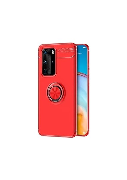 Microsonic Huawei P40 Pro Kılıf Kickstand Ring Kırmızı [P40 Pro ile Uyumlu Kılıf - Kırm