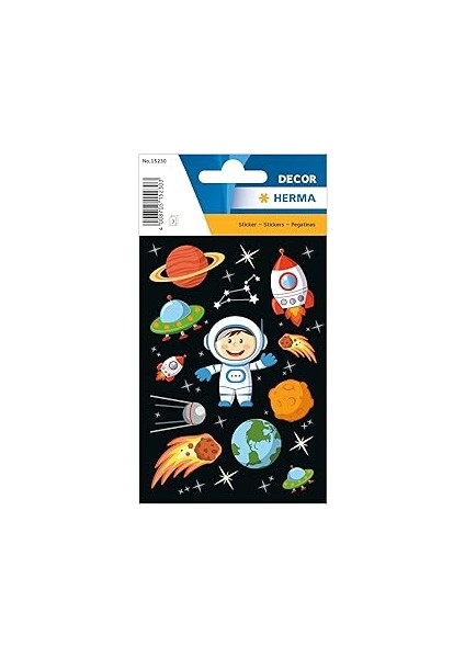 Herma 15230 Çıkartma Küçük Astronot Kağıdı, Kendinden Yapışkanlı, Kalıcı, 3 Yaprak / 33 Çıkartma