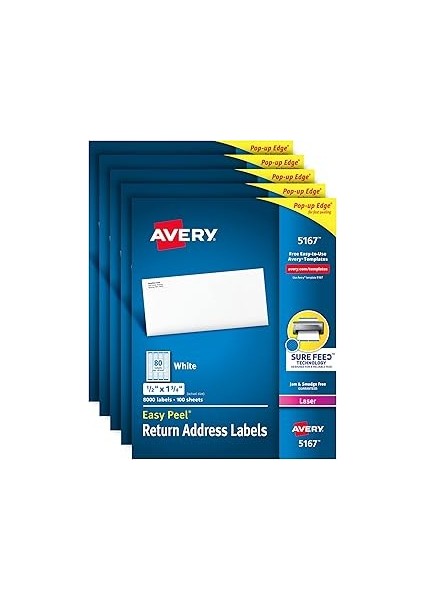 Avery Easy Peel Return Adres Etiketleri Lazer/led Yazıcı, 1/5,1 cm x 1 – 3/10,2 cm Box 8.000,