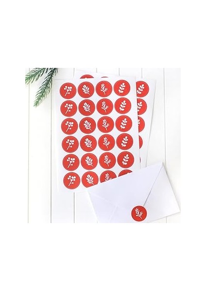 Bimotif Yılbaşı Çiçek Desenli Sticker, 2.75 cm 2 Sayfa (Kırmızı)