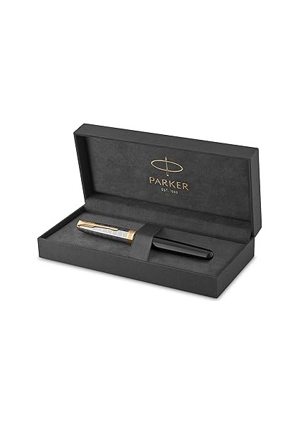Parker Sonnet Metal Siyah Gt Dolma Kalem 18K, F Uç