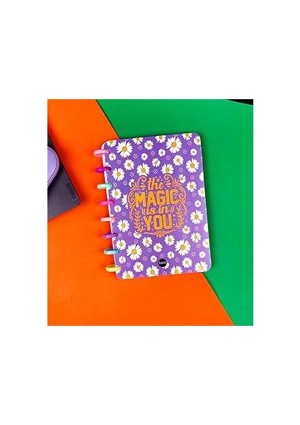 Mor Papatya Tasarımlı Yeni Nesil Kalp Spiralli Defter