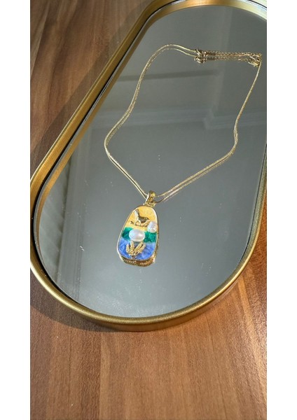 Özel Tasarım Incili Gold Sanat Kadın Çelik Kolye