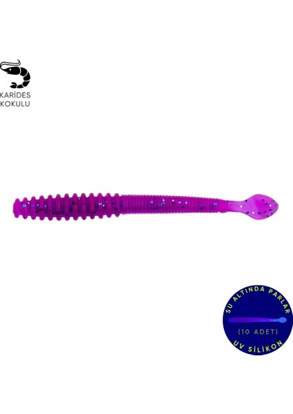 Silikon Sahte Kurt Yem - 2,2g 87MM - Fishack Wormix - Uv Boyalı - Purple