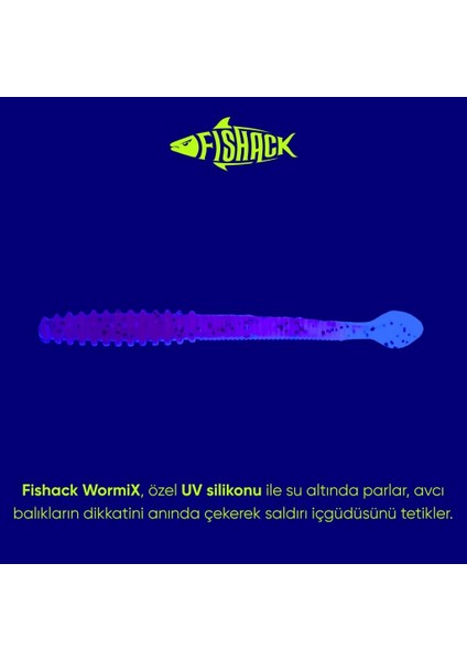 Silikon Sahte Kurt Yem - 2,2g 87MM - Fishack Wormix - Uv Boyalı - Purple modelleri
