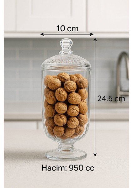 Nokta Desen Cam Kapaklı Uzun Drajelik – Kavanoz – 950 Cc. modelleri