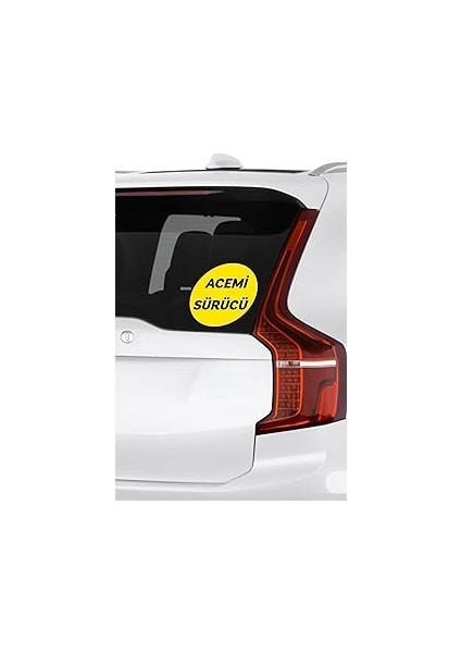 Parti Tasarla Sarı Zemin Siyah Renk Acemi Sürücü Yazılı Sticker 15X15 cm