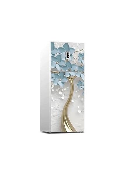 Buzdolabı Sticker Kaplama Dolap Kaplama Etiketi 3D Mavi Yaprak