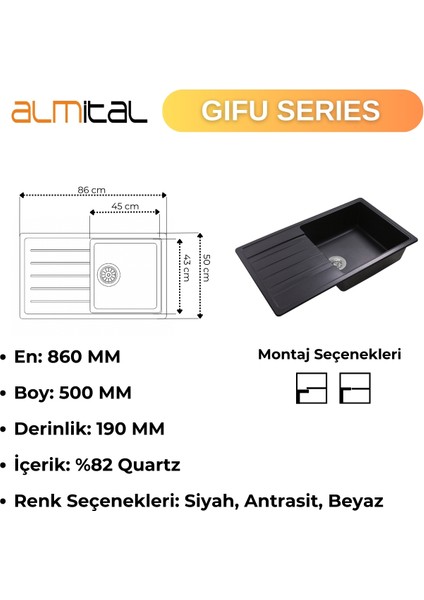 Granit Evye Gıfu Series Black 86X50 (Siyah) fırsatları