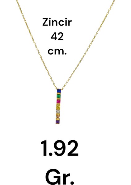 Renkli Taşlı Bar Model 925 Ayar Gümüş Kolye – Modern ve Canlı Tasarım modelleri