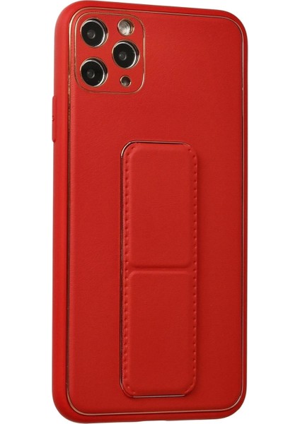 Newface iPhone 11 Pro Max Kılıf Coco Deri Standlı Kapak - Kırmızı fiyatları