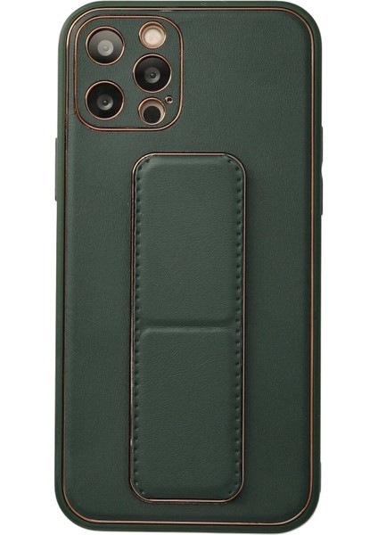 Newface iPhone 12 Pro Kılıf Coco Deri Standlı Kapak - Yeşil