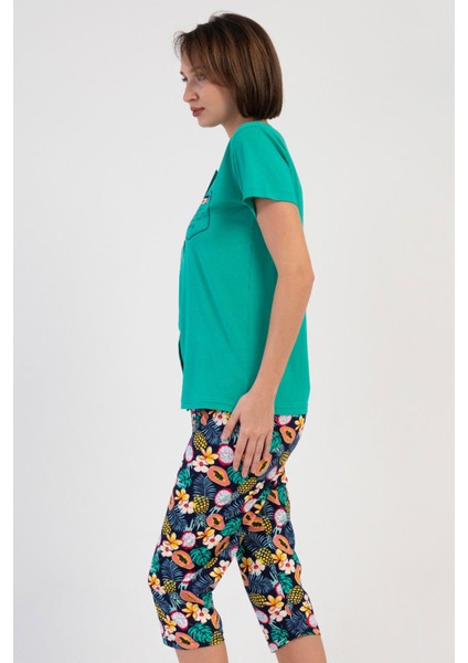 Pamuklu Kadın Tamamı Düğmeli Kısa Kol Kaprili Pijama Takım , 408301 fiyatları
