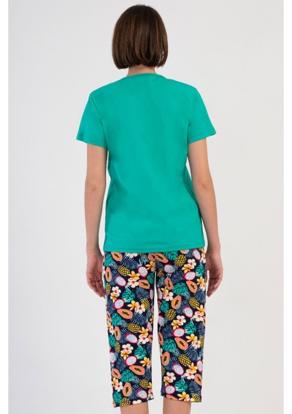 Pamuklu Kadın Tamamı Düğmeli Kısa Kol Kaprili Pijama Takım , 408301 fırsatları