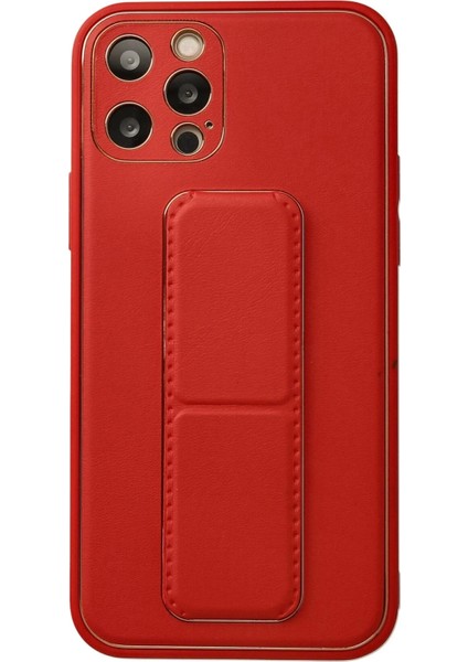 Newface iPhone 12 Pro Kılıf Coco Deri Standlı Kapak - Kırmızı