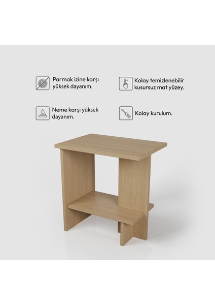 Elaris Yan Sehpa | 50 x 35 cm - Raflı Açık Meşe Renkli modelleri