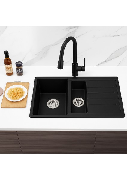 Granit Evye Hakone Series Black, 1.5 Göz, 100X50 (Siyah)