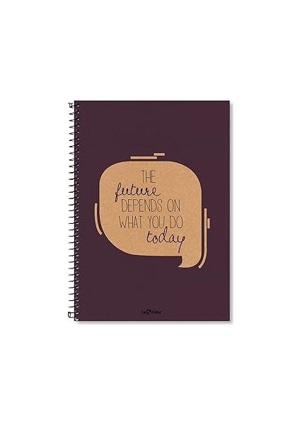 Lé Color 2015075/2 Eco Kraft Sert Kapaklı, Spiralli, Sarı Kağıtlı, 200 Sayfa, Mor