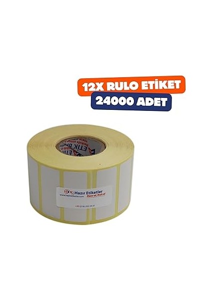 Eko Termal Etiket 50MM x 20MM Ruloda 2000 Adet Toplam 24000 Adet 12 Rulo 40MM Kuka Çapında Direk Te