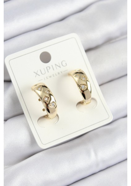 Xuping Zirkon Taşlı Halka Model Gold Renk Kadın Küpe