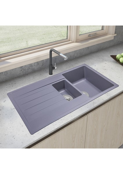 Granit Evye Hakone Series Anthracite, 1.5 Göz, 100X50 cm.(Antrasit)
