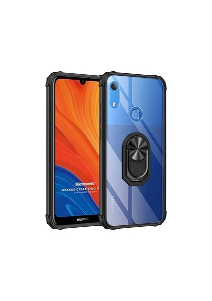 Microsonic Huawei Honor 8A Kılıf Grande Clear Ring Siyah [honor 8A ile Uyumlu Kılıf - S