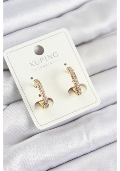 Xuping Zirkon Taşlı I Model Gold Renk Kadın Küpe