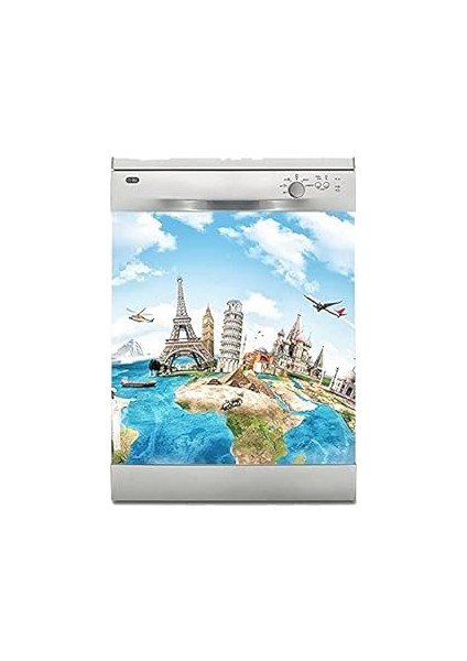 Bulaşık Makinesi Sticker Kaplama Beyaz Eşya Kaplama Dünyanın Simgeleri