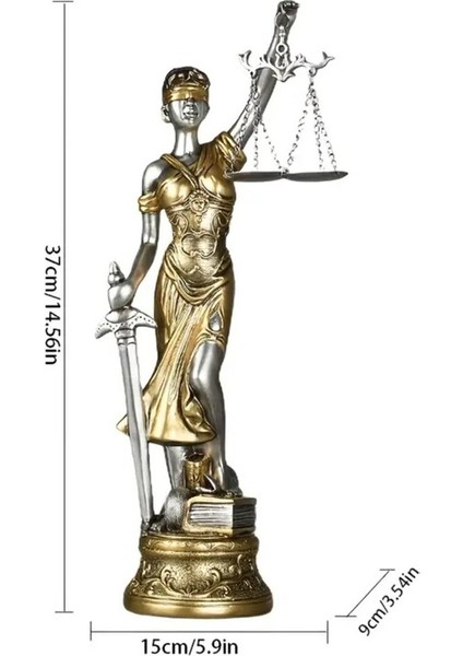 37 cm Ekstra Büyük Adalet Tanrıçası Heykeli - Altın Mızrak ve Terazi ile fiyatları
