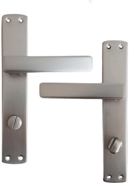 Lusso Inox Aynalı Wc Kapı Kolu ve 45X18MM Saten Wc Gömme Kilit Set fiyatları