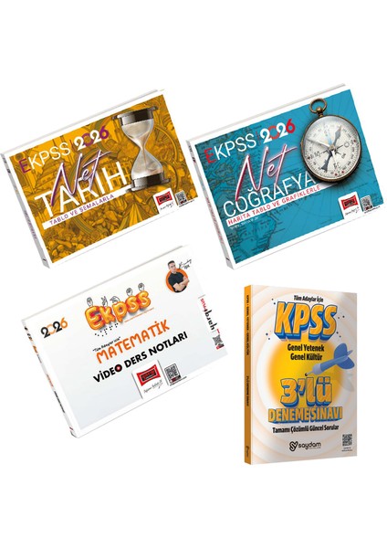 2026 E-Kpss Akılda Kalan Tablo ve Şemalarla Net Tarih ve Coğrafya-Matematik Video Ders Notları