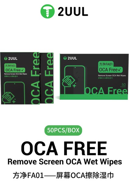 2uul FA01 Oca Free Remove Screen Oca Islak Mendil - 50 Adet