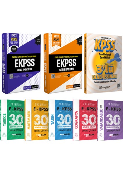 2026 E-Kpss Karma Set(Konu Anlatımı-Soru Bankası-Tüm Dersler Çözümlü 30 Deneme)3 Deneme Hediye