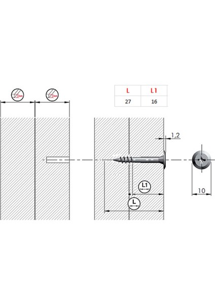 ITALIANA FERRAMENTA Düz Başlı Montebent Yerine Geçen Vida 10'lu Paket ÇAP4.0 x 27 mm modelleri